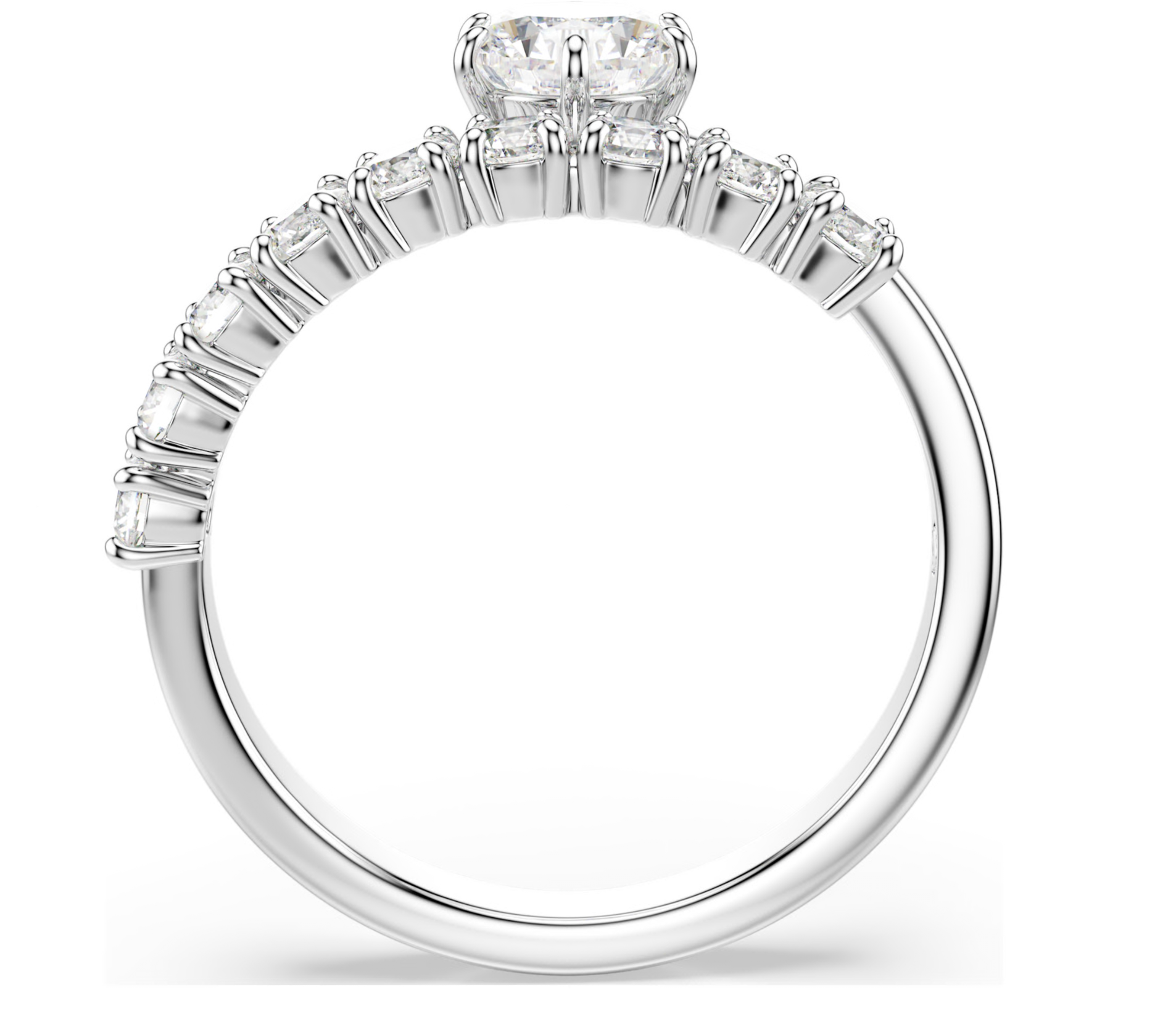 5753576 Matrix open ring Round cut, White, Rhodium plated