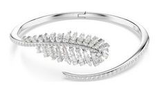 5754273 Vienna bangle Mixed cuts, Feather, White, Rhodium plated