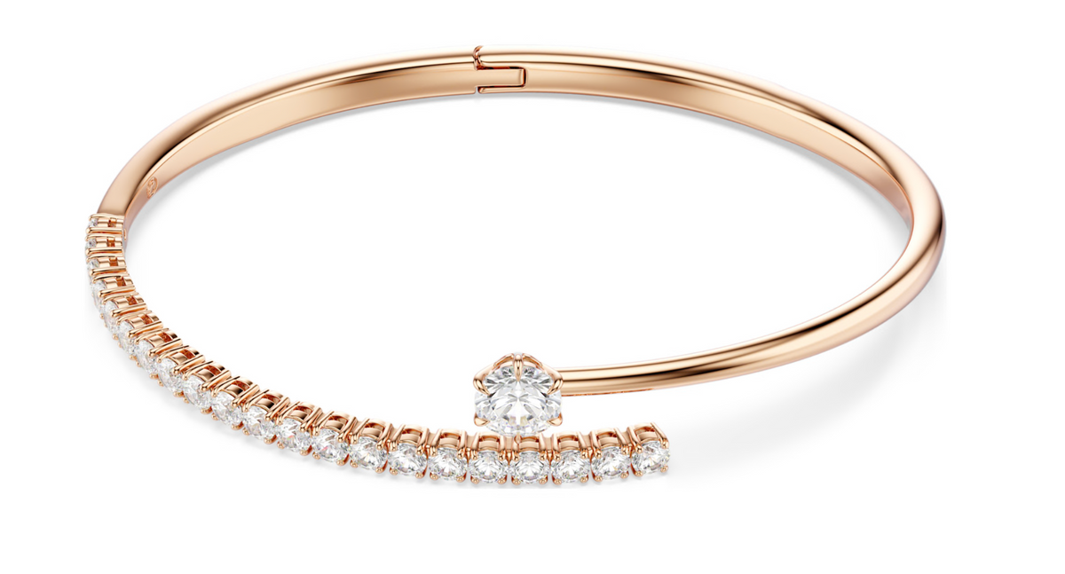 5763819 Matrix bangle Round cut, White, 18K rose gold finish SIZE M