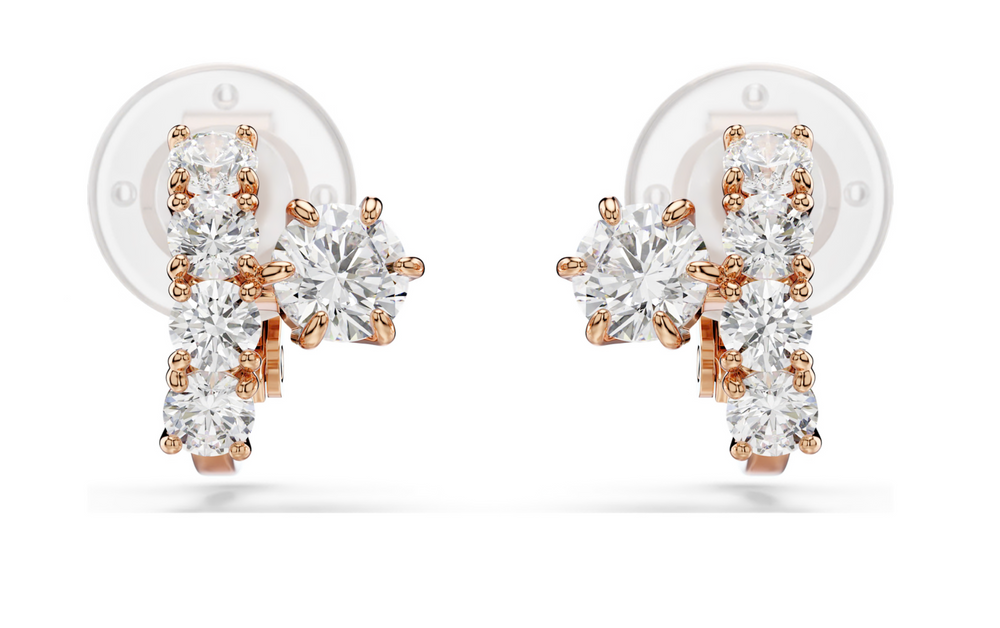 5763822 Matrix clip earrings Round cut, White, 18K rose gold finish