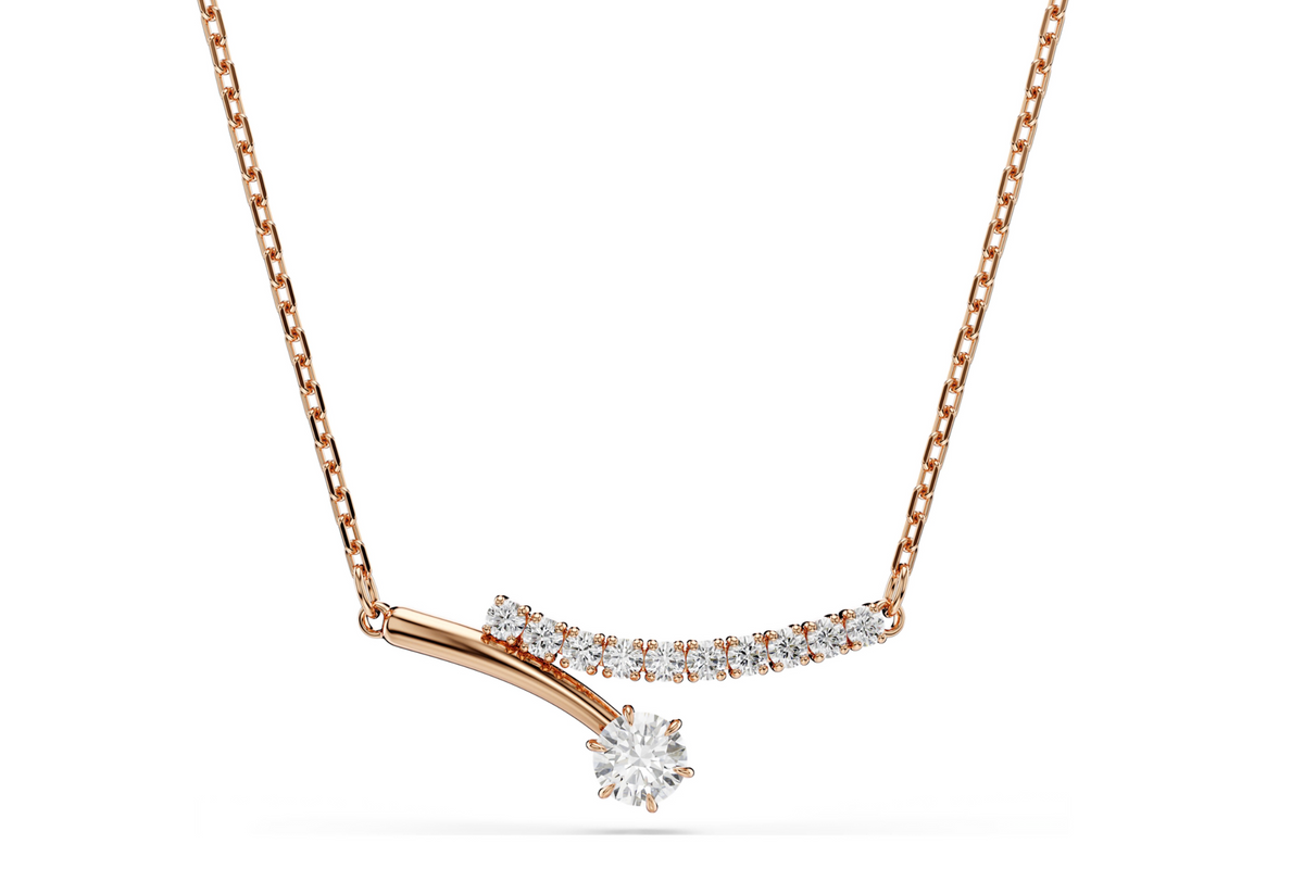 5763823 Matrix necklace Round cut, White, 18K rose gold finish