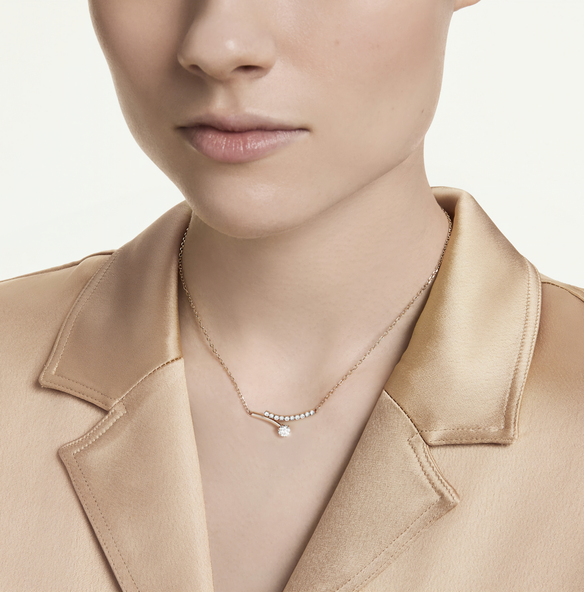 5763823 Matrix necklace Round cut, White, 18K rose gold finish