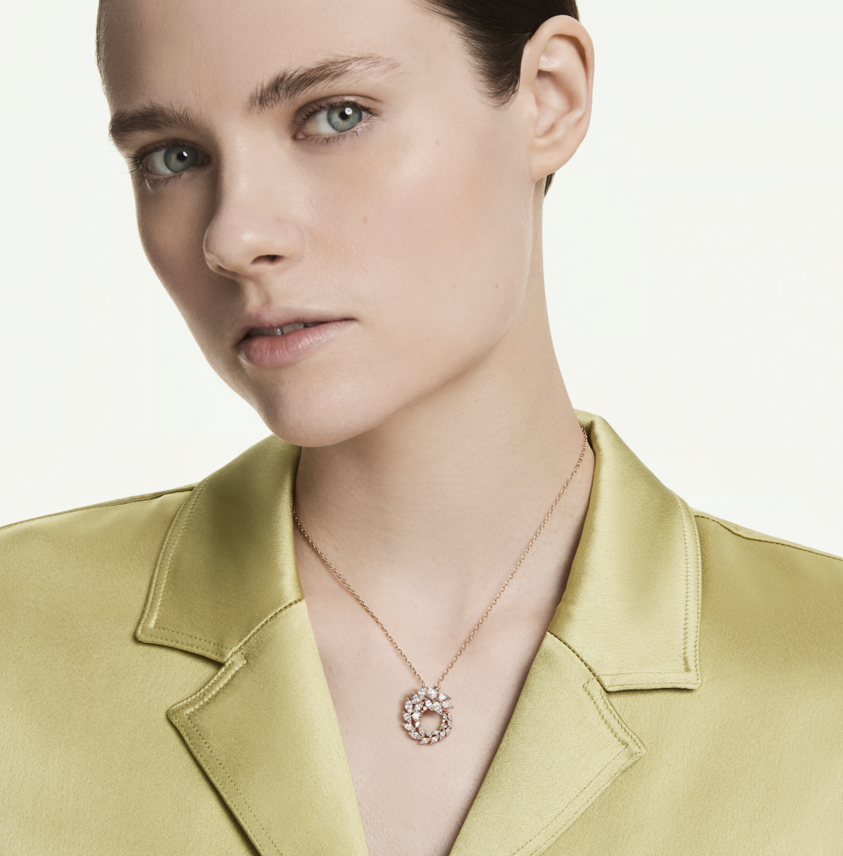 5764188 Mesmera pendant Marquise cut, White, 18K rose gold finish