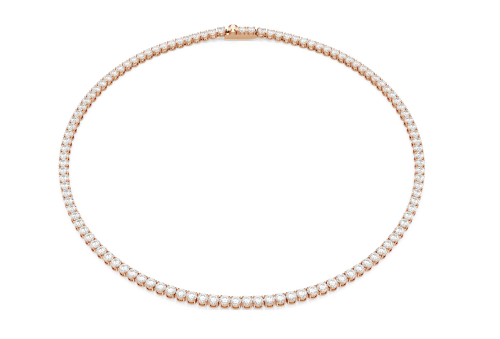 5764194 Matrix Tennis necklace Round cut, White, 18K rose gold finish SIZE M