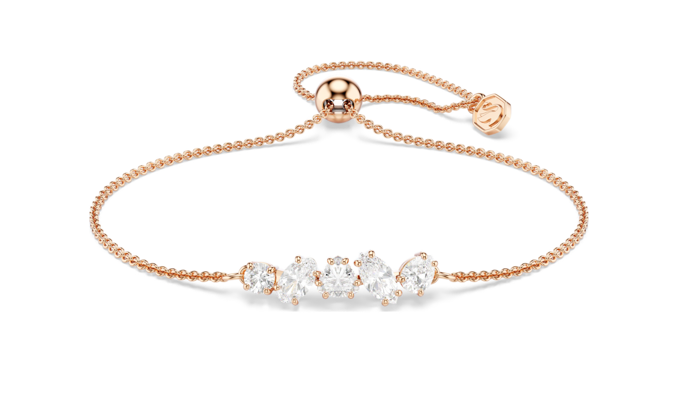 5764801 Mesmera bracelet Mixed cuts, White, 18K rose gold finish