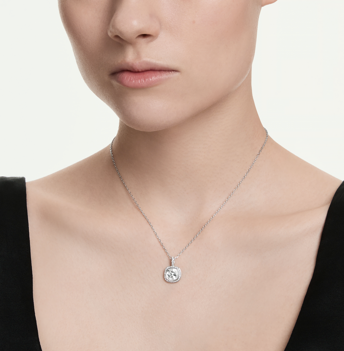 5754340 Una Angelic pendant Cushion cut, White, Rhodium plated