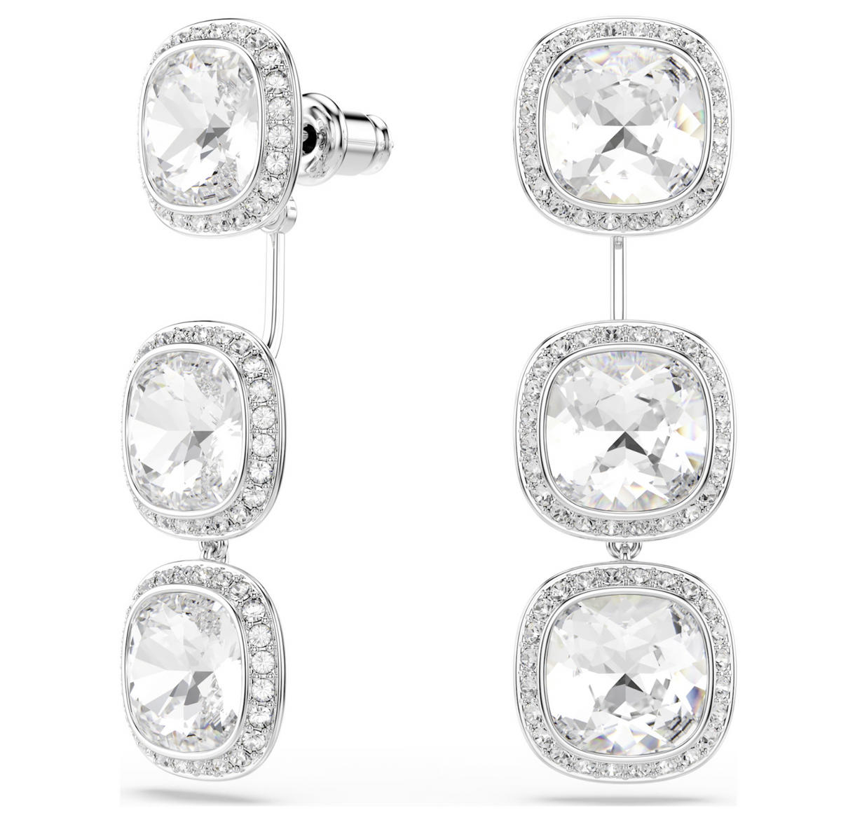 5754342 Una Angelic earrings Cushion cut, White, Rhodium plated