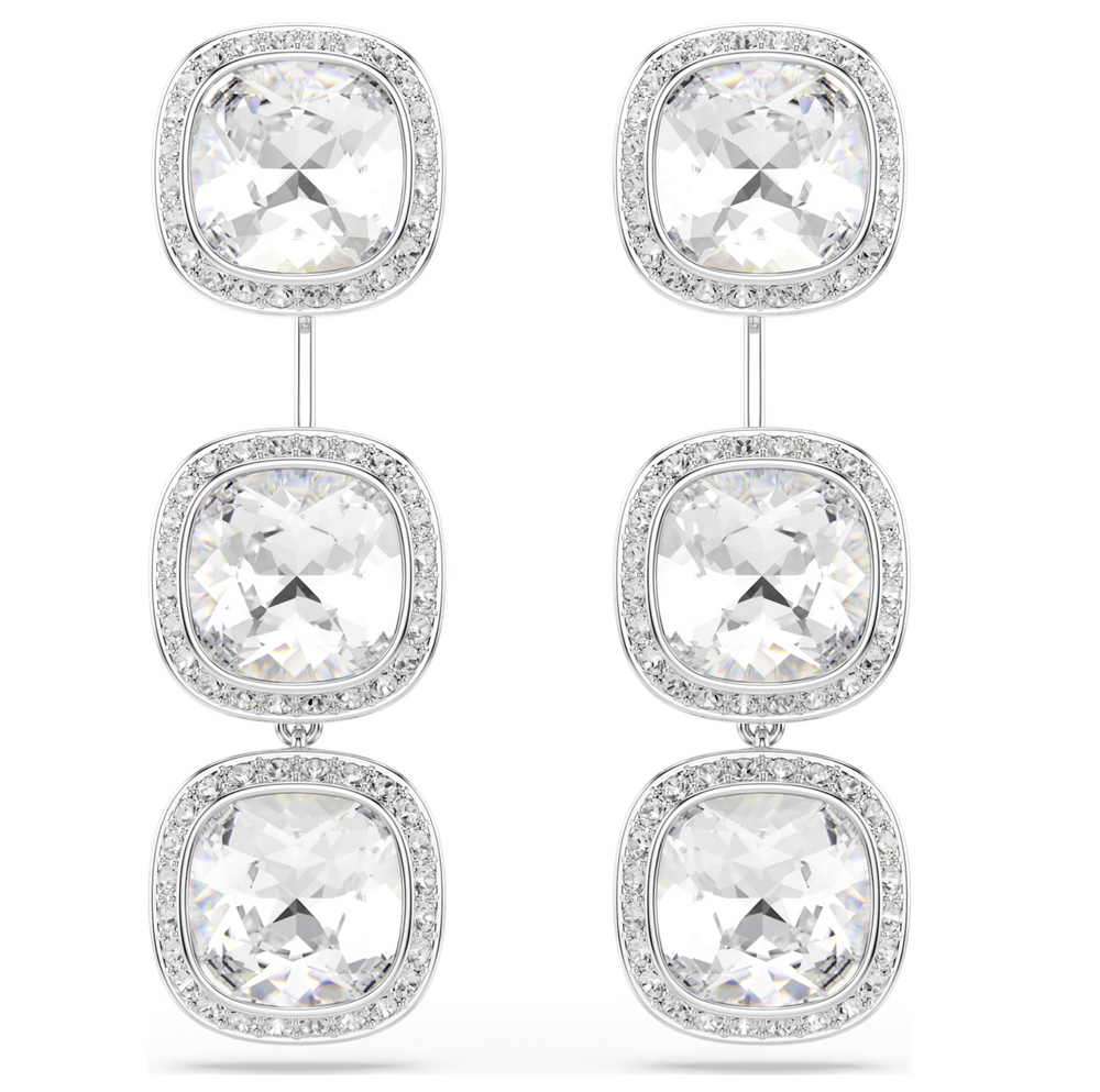 5754342 Una Angelic earrings Cushion cut, White, Rhodium plated