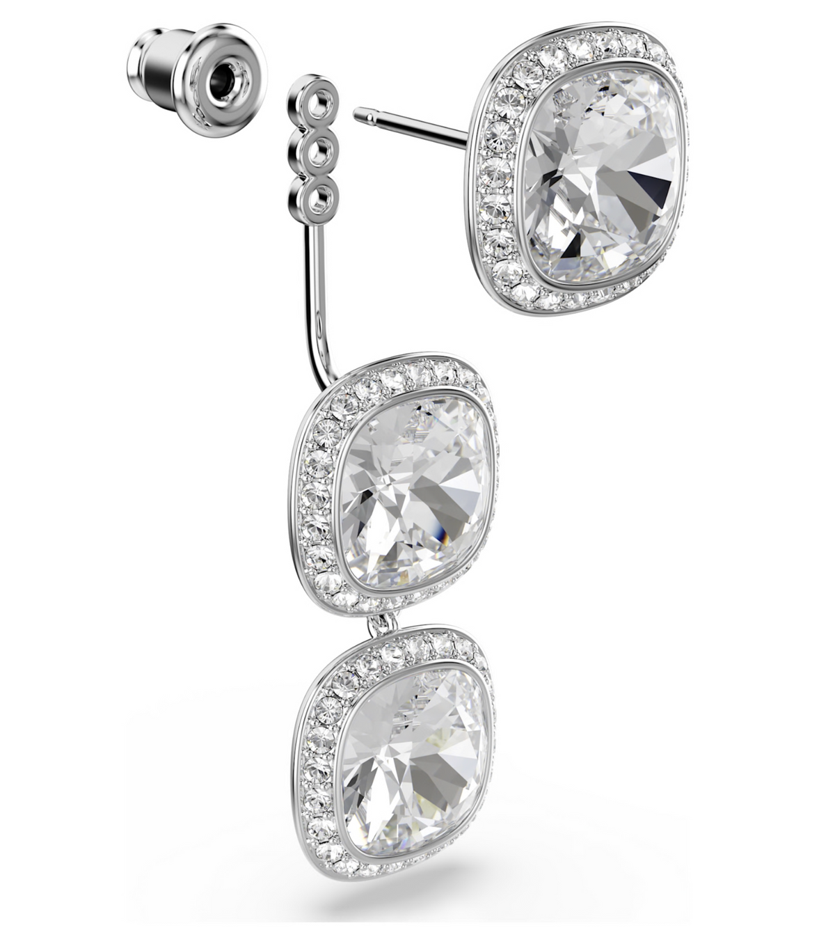 5754342 Una Angelic earrings Cushion cut, White, Rhodium plated