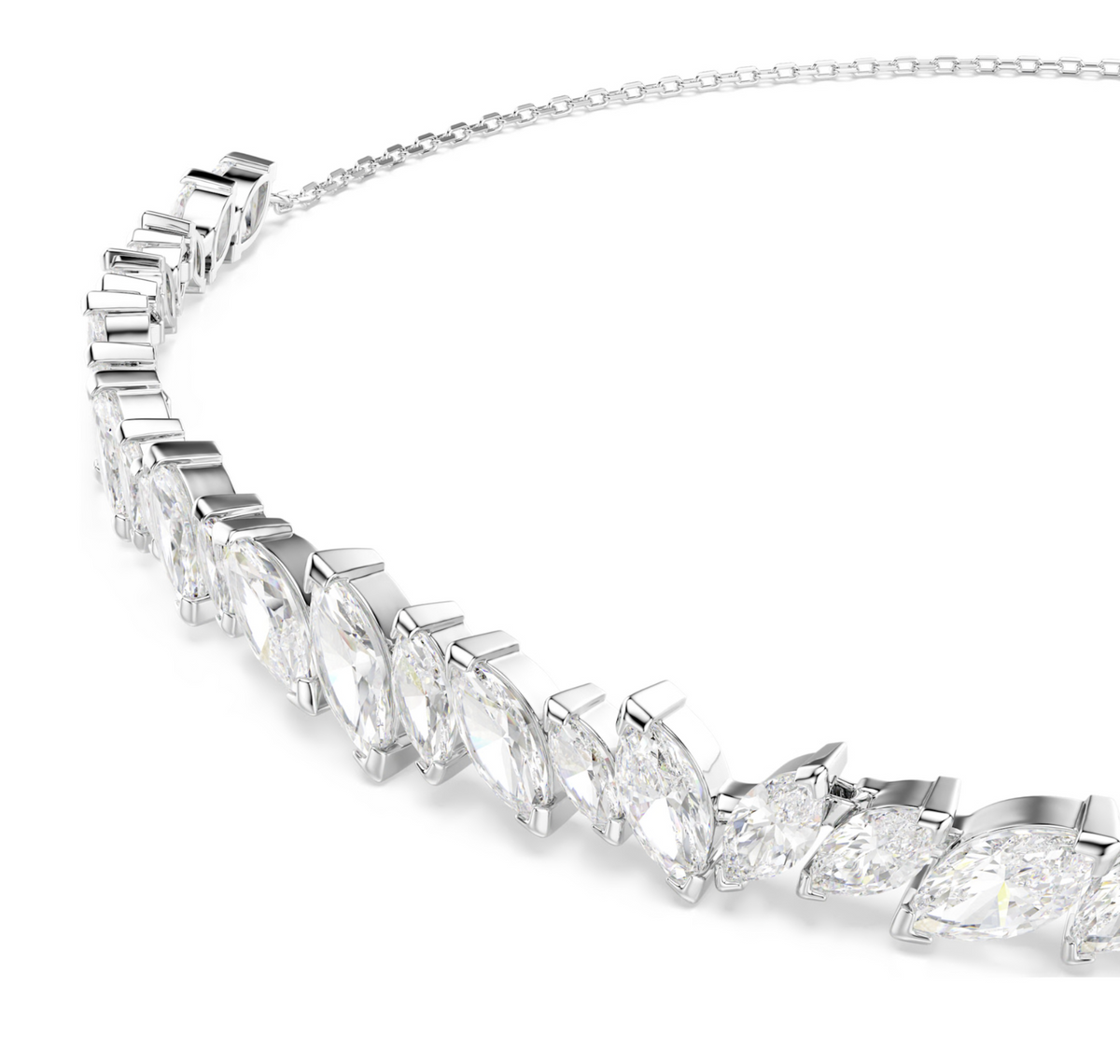 5755905 Mesmera choker Marquise cut, White, Rhodium plated