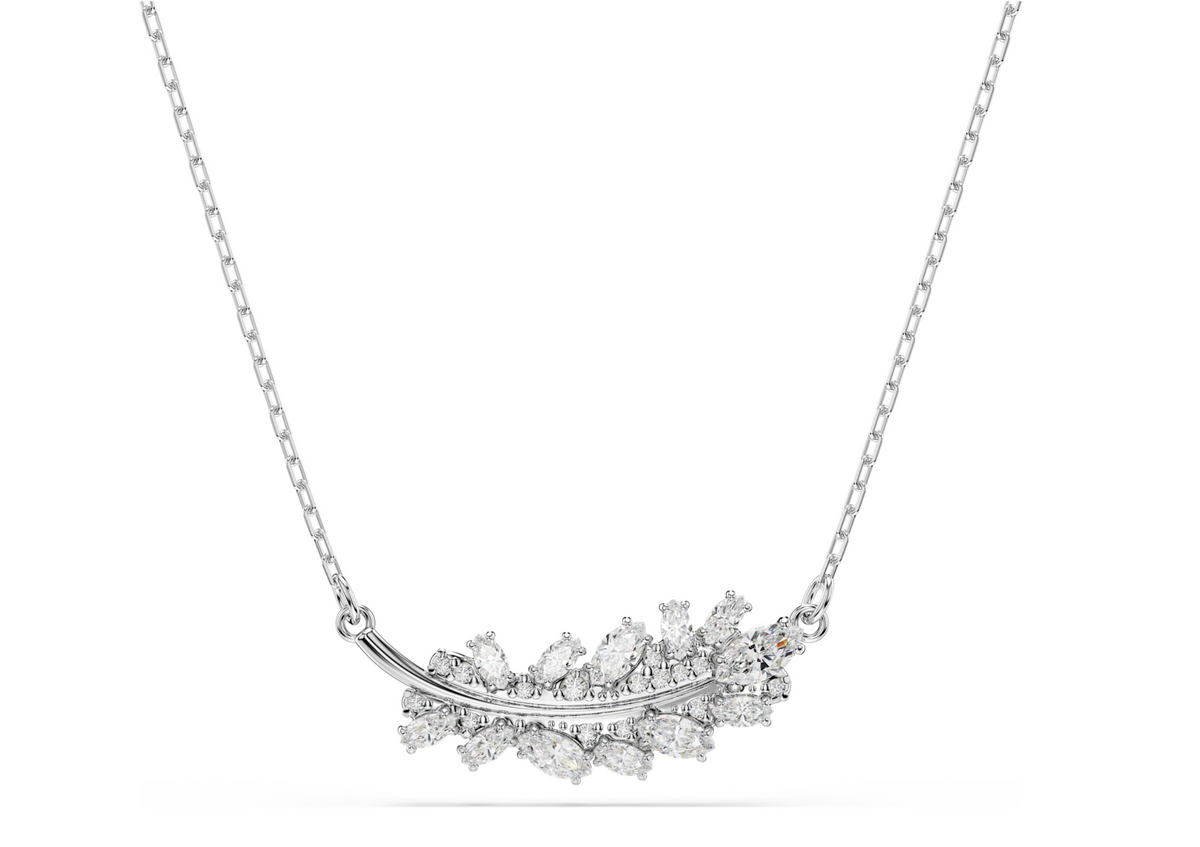 5756111 Vienna pendant Mixed cuts, Feather, White, Rhodium plated