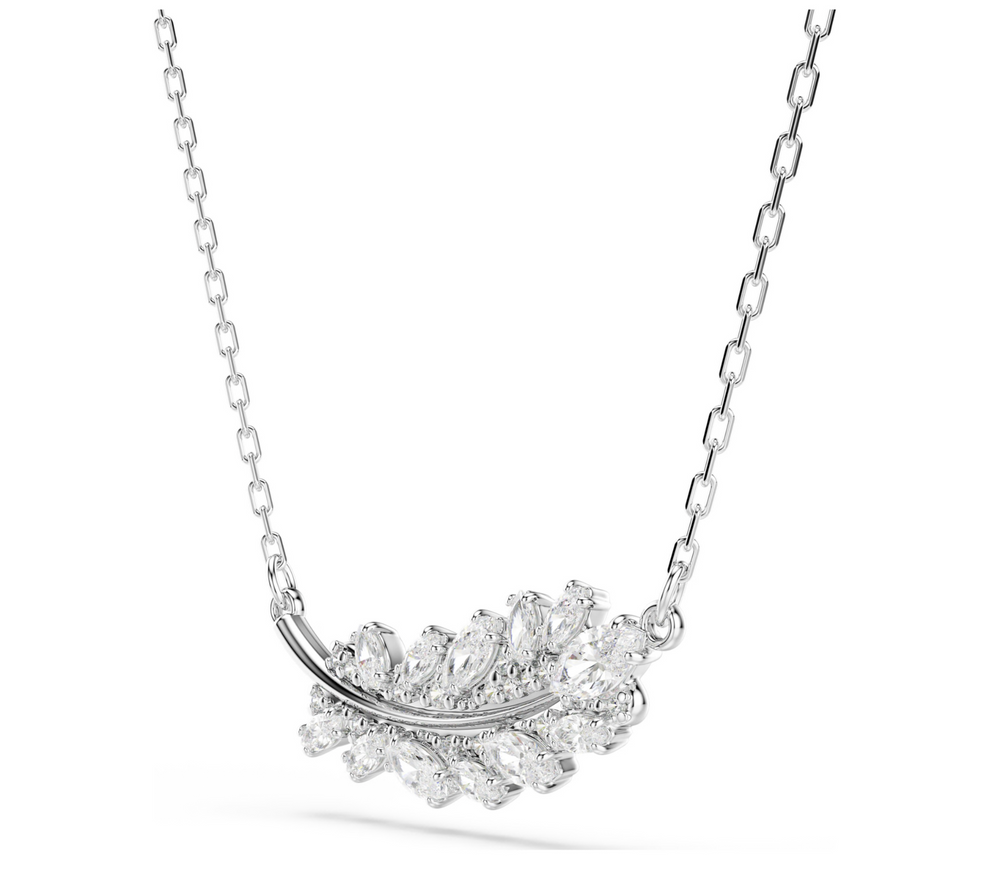 5756111 Vienna pendant Mixed cuts, Feather, White, Rhodium plated