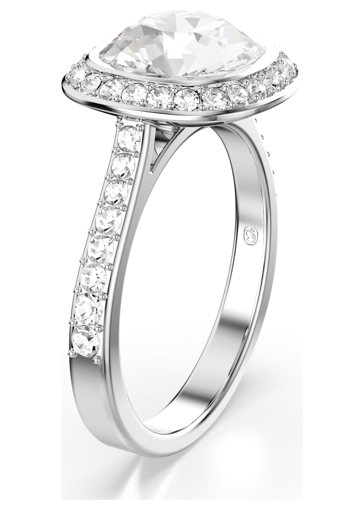 5758470 Una Angelic halo ring Cushion cut, White, Rhodium plated