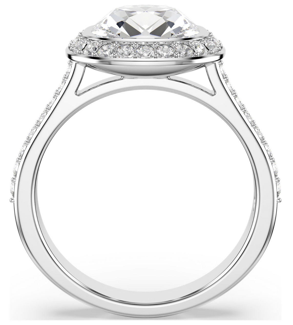5758470 Una Angelic halo ring Cushion cut, White, Rhodium plated