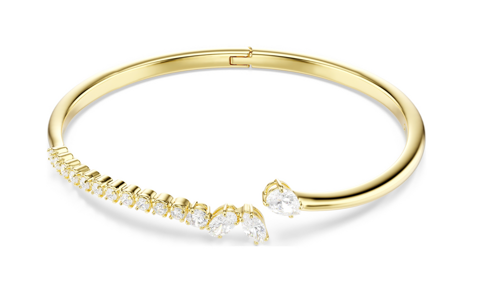 5761638 Mesmera bangle Mixed cuts, White, 18K gold finish SIZE L
