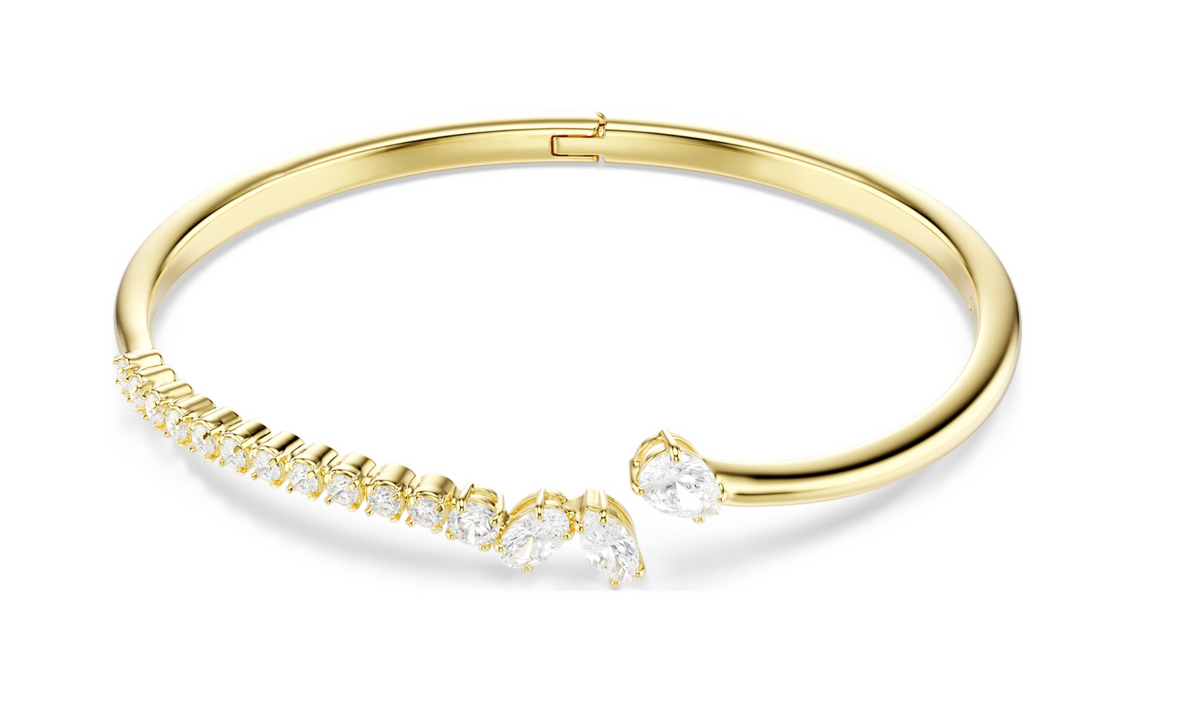 5761639 Mesmera bangle Mixed cuts, White, 18K gold finish SIZE S