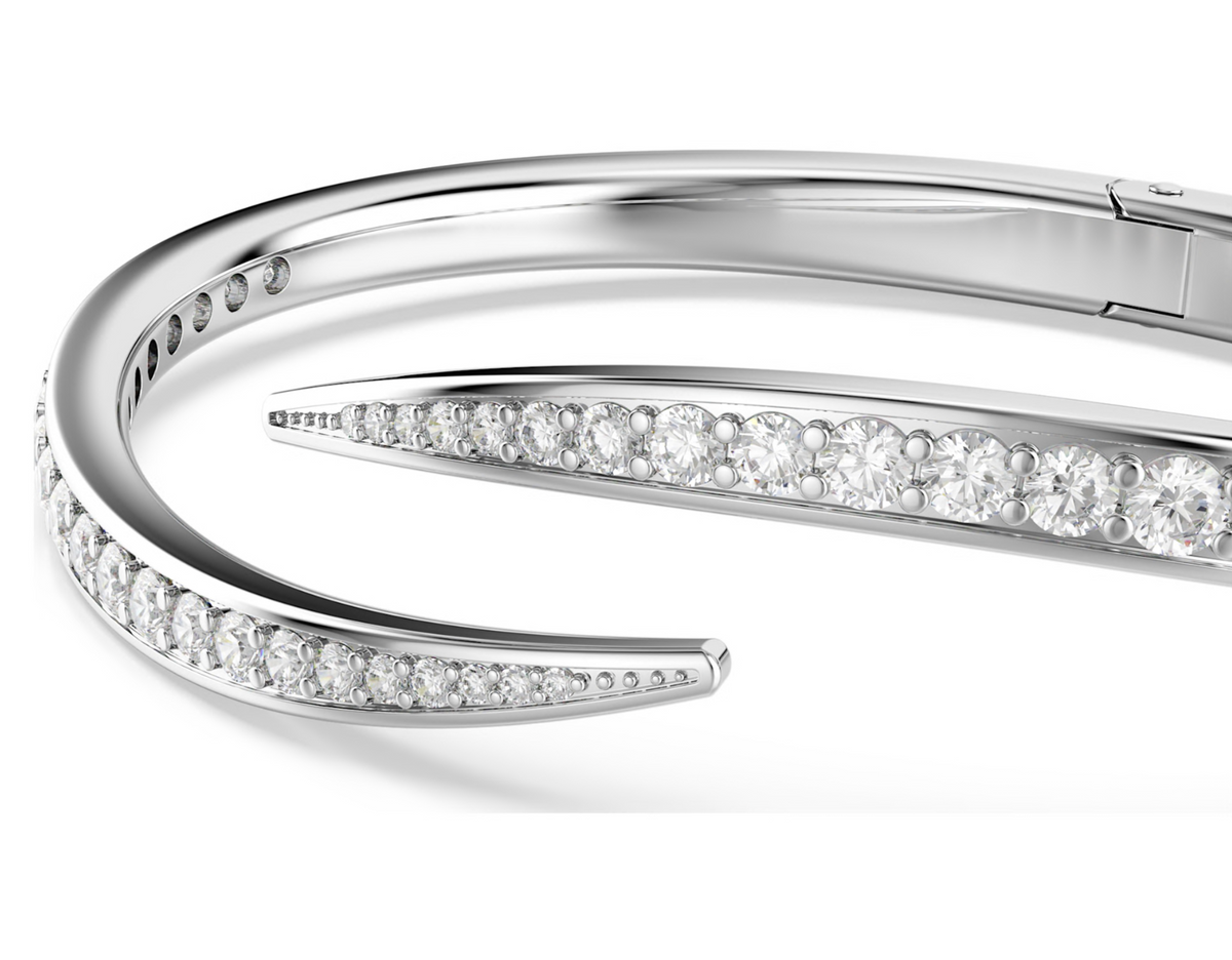 5765321 Vienna bangle Round cut, Swan, White, Rhodium plated SIZE L