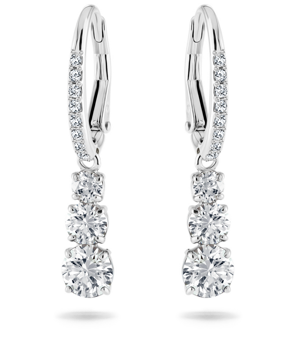5416155 Stilla Attract hoop earrings Round cut, White, Rhodium plated