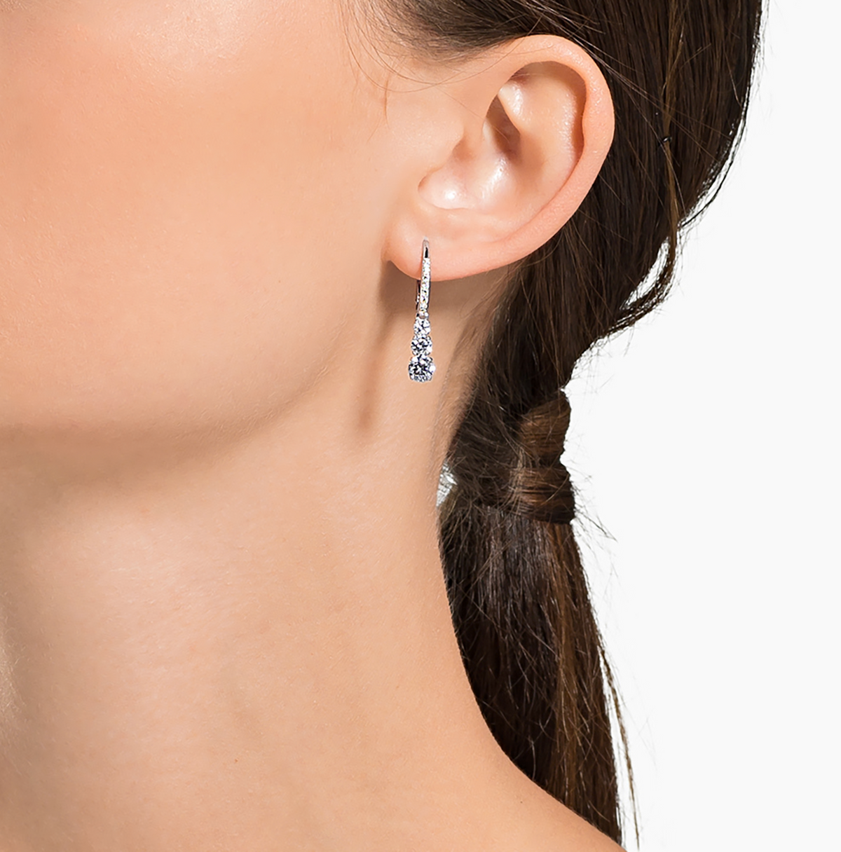 5416155 Stilla Attract hoop earrings Round cut, White, Rhodium plated