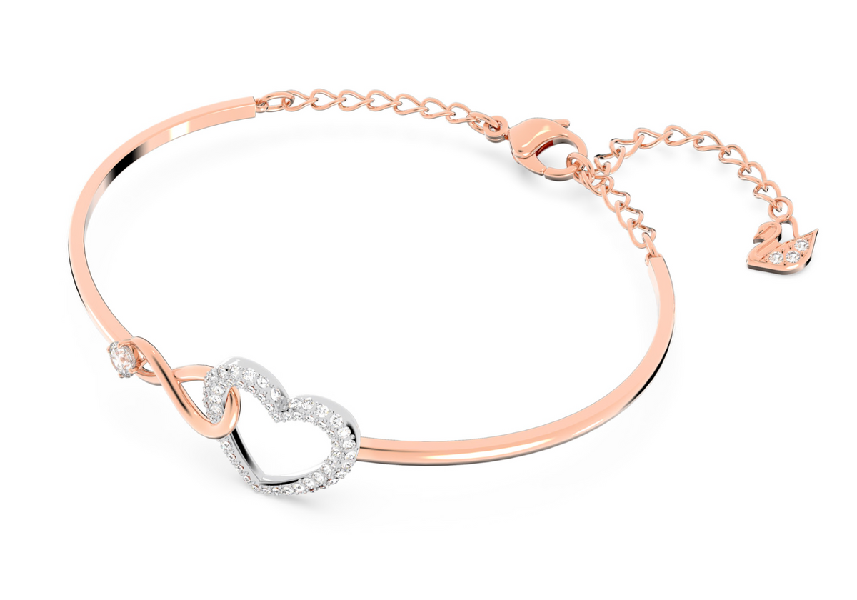 5518869 Hyperbola bangle Infinity and heart, White, Mixed metal finish