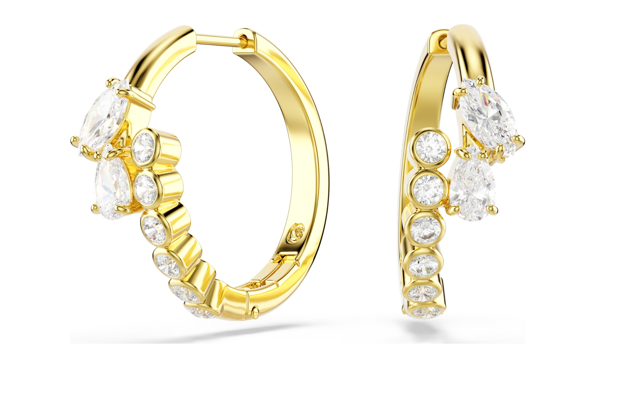5761975 Mesmera hoop earrings Mixed cuts, White, 18K gold finish