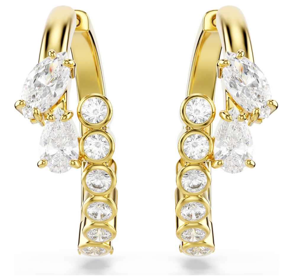5761975 Mesmera hoop earrings Mixed cuts, White, 18K gold finish