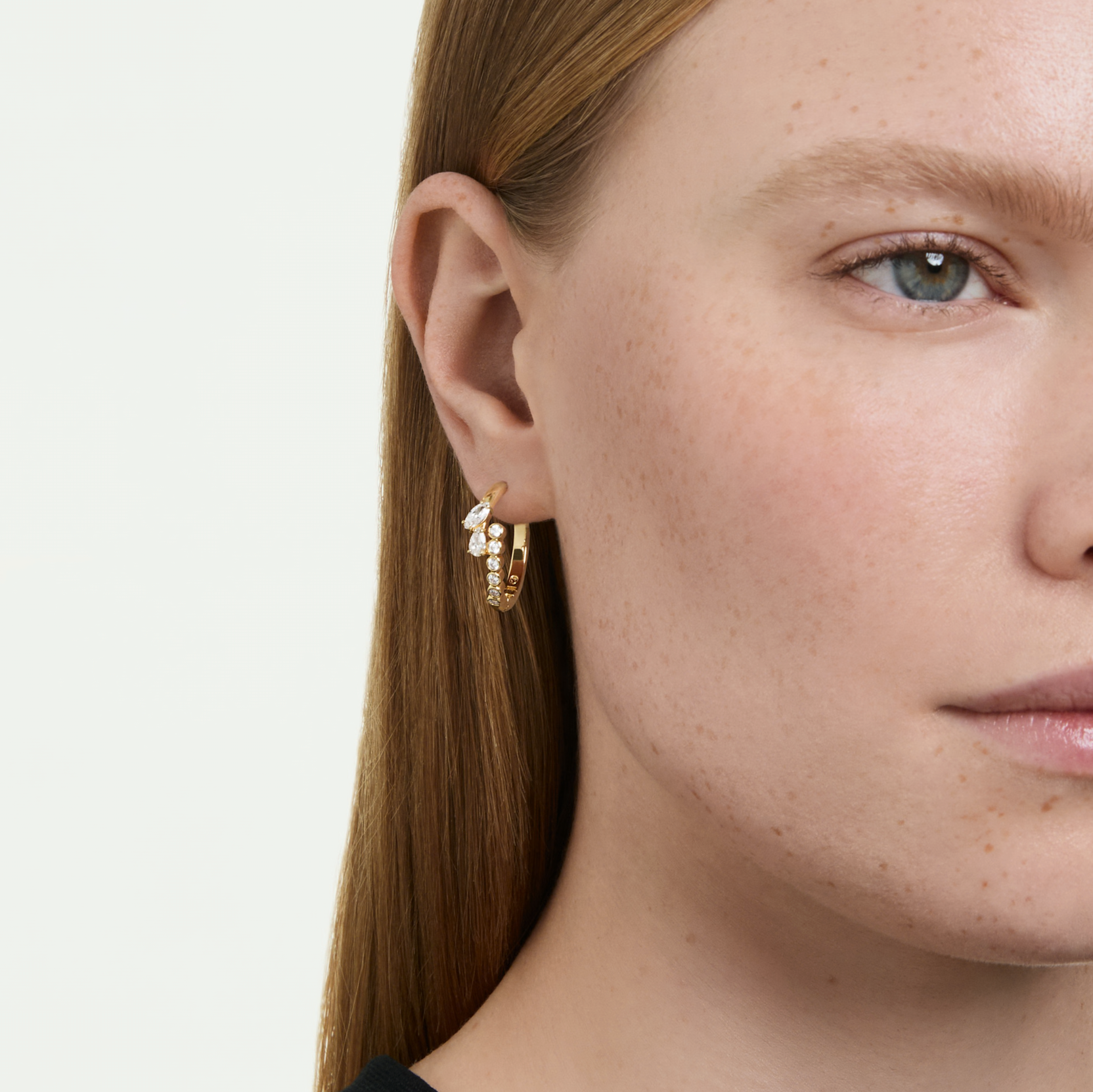 5761975 Mesmera hoop earrings Mixed cuts, White, 18K gold finish