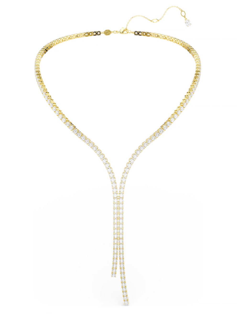 5750601 Matrix Y necklace Round cut, White, 18K gold finish