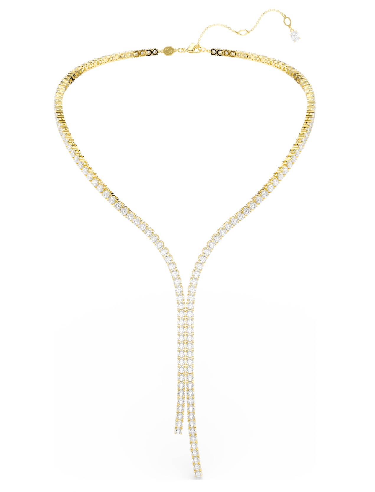 5750601 Matrix Y necklace Round cut, White, 18K gold finish