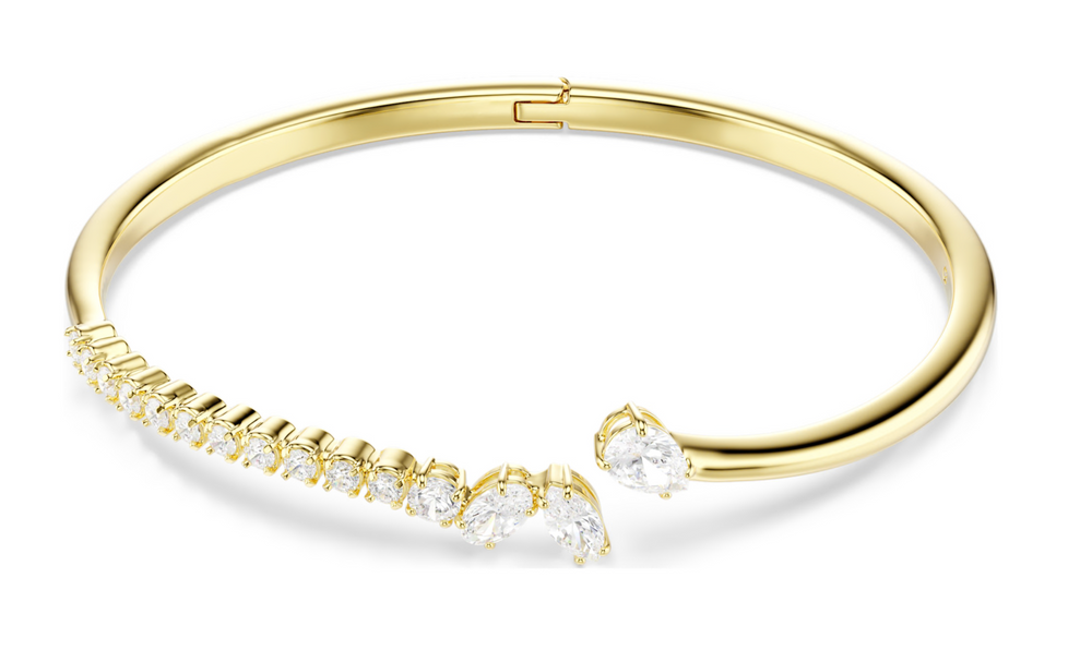 5750440 Mesmera bangle Mixed cuts, White, 18K gold finish Size M