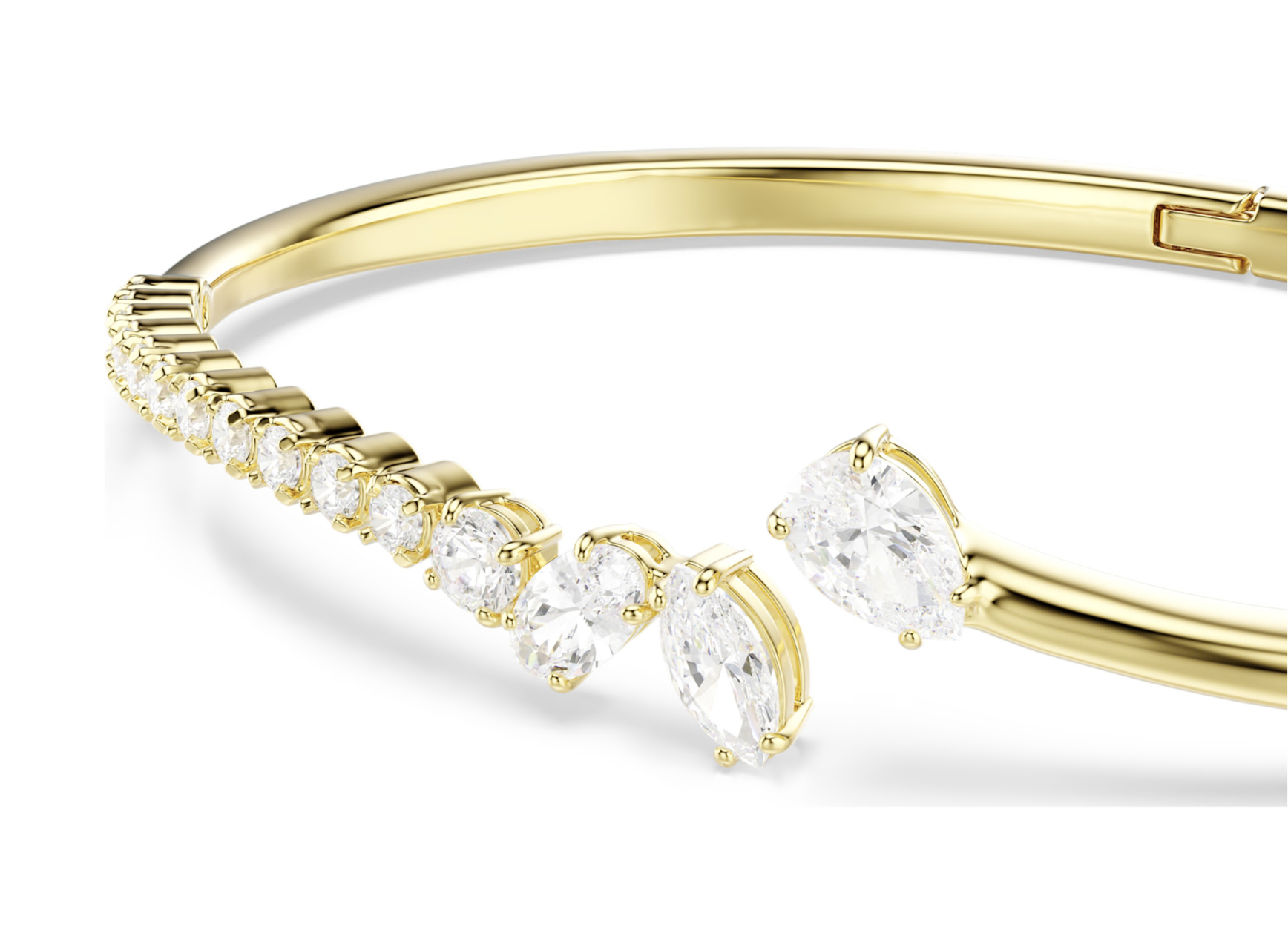 5750440 Mesmera bangle Mixed cuts, White, 18K gold finish Size M