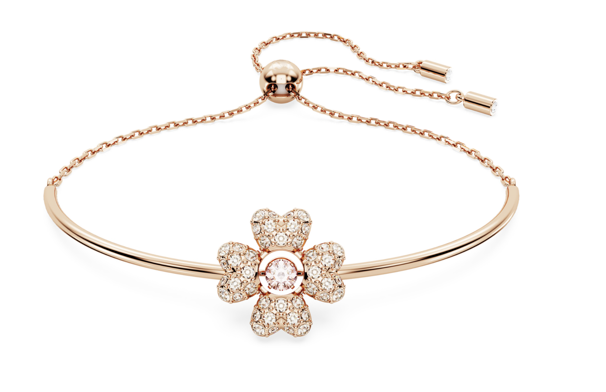 5674487 Idyllia bracelet Clover, White, 18K rose gold finish