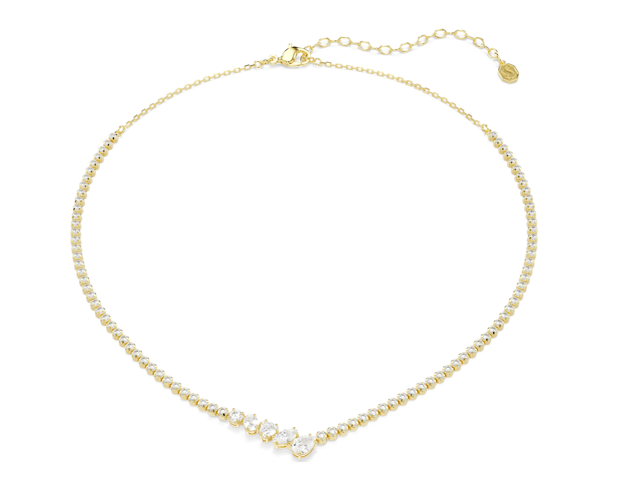 5747931 Mesmera necklace Mixed cuts, White, 18K gold finish