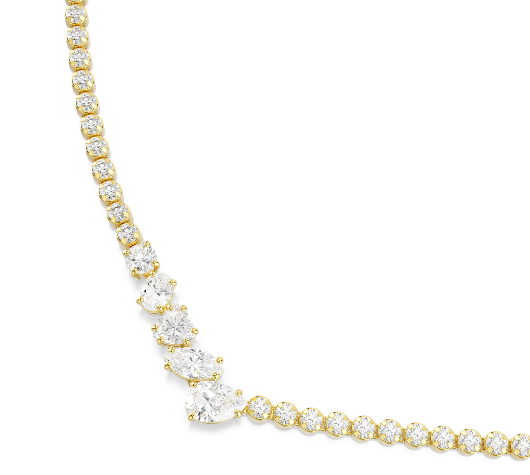 5747931 Mesmera necklace Mixed cuts, White, 18K gold finish