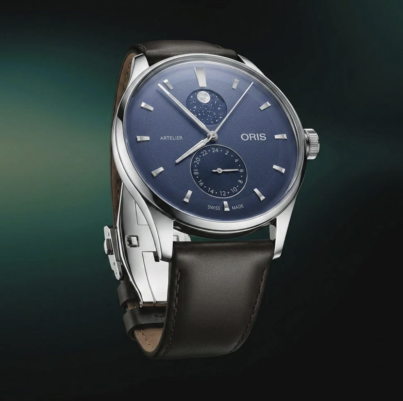 01 782 7811 4055-07 6 20 17FC Oris Artelier Complication- Dial: Blue, Strap: Brown leather strap