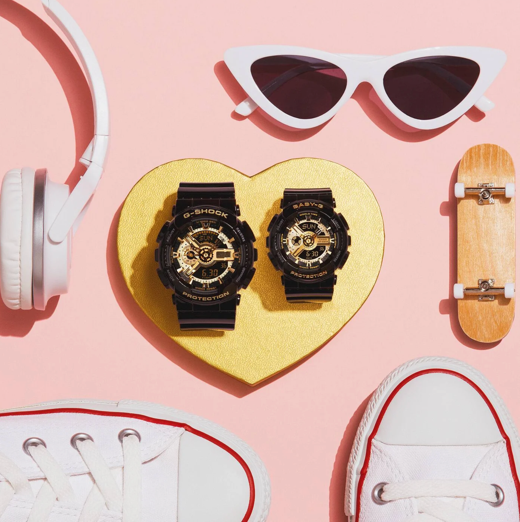 BA110X-1A BABY-G DUO BLACK/GOLD FACE, BLACK RESIN BAND