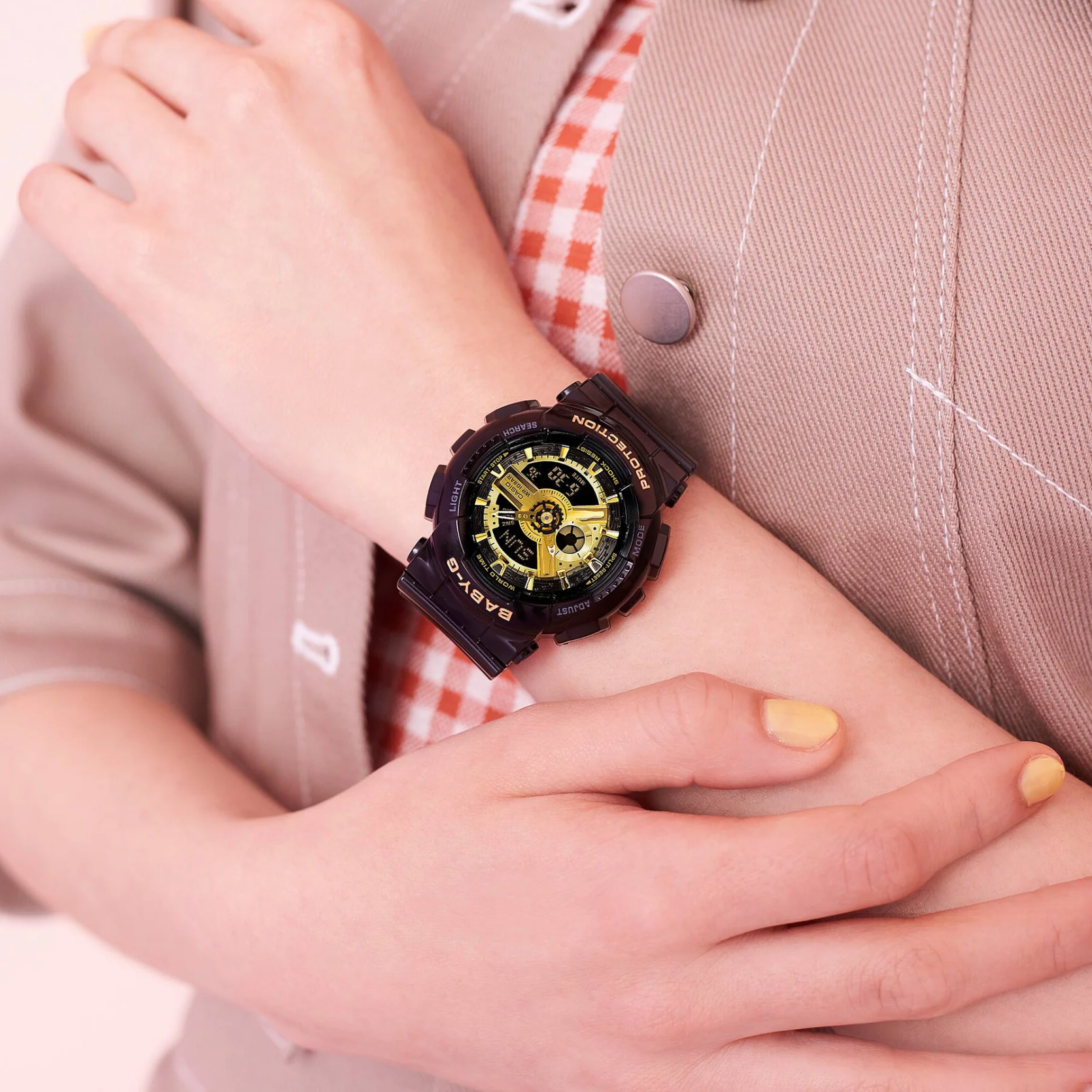 BA110X-1A BABY-G DUO BLACK/GOLD FACE, BLACK RESIN BAND
