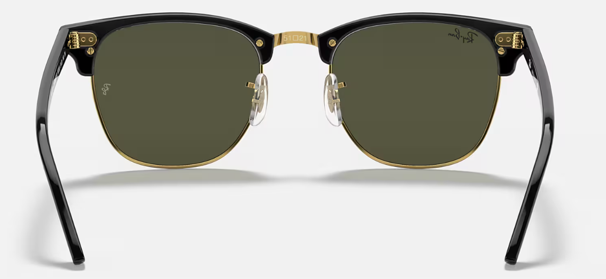 RAYBAN 0RB3016 SIZE 51 CLUBMASTER BLACK W/G-15 GREEN
