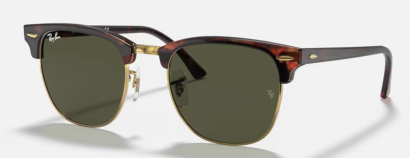 RAY BAN 0RB3016 W0366 51 CLUBMASTER MOCK TORTOISE ON ARISTA W/G-15 GREEN