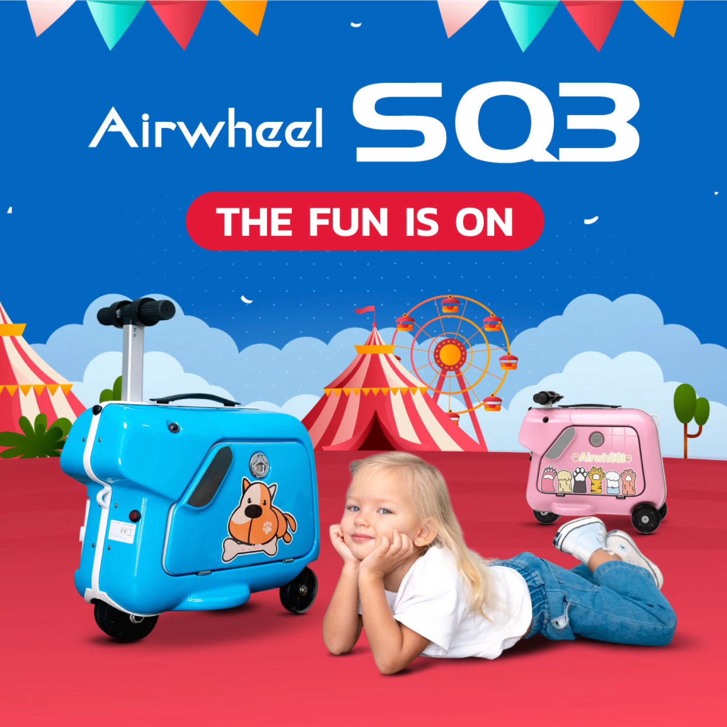 Airwheel SQ3 BLUE– Smart Kids’ Rideable Suitcase