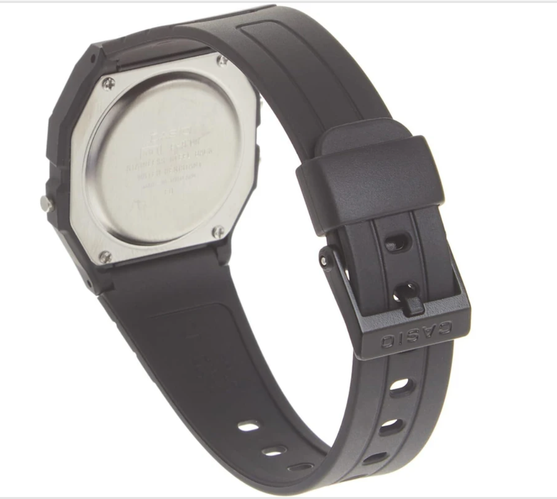 F91W-1 CASIO DIG SQUARE FACE, BLACK RESIN BAND