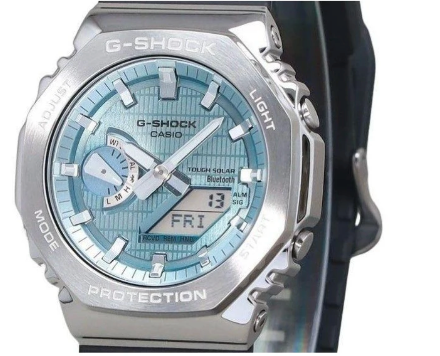 GBM2100A-1A2 G SHOCK DUO METAL COVERED, BLUE FACE, RESIN BAND