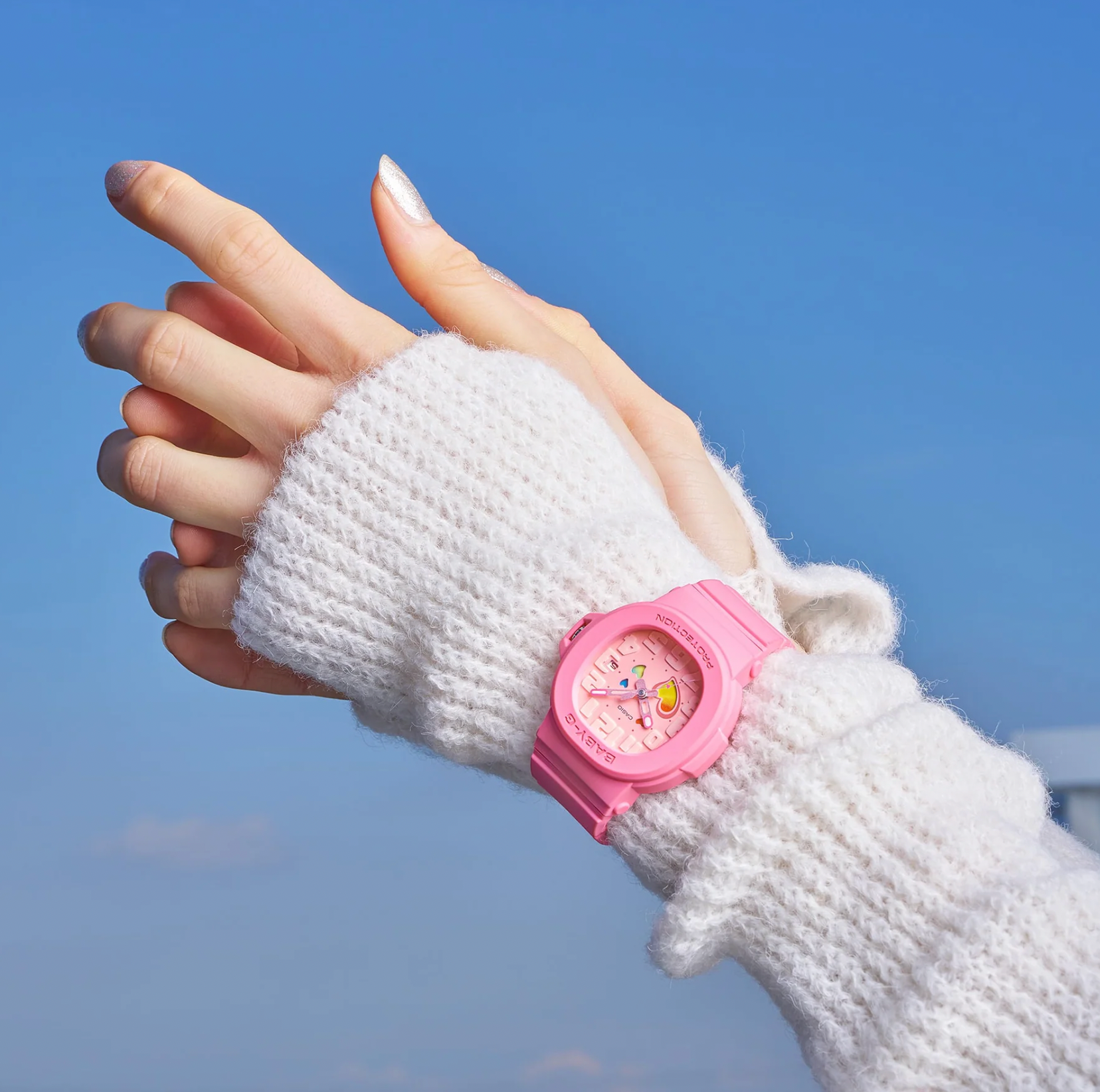 BGA10-4A BABY G ANA SWING HEART DIAL,  PINK FACE, RESIN BAND