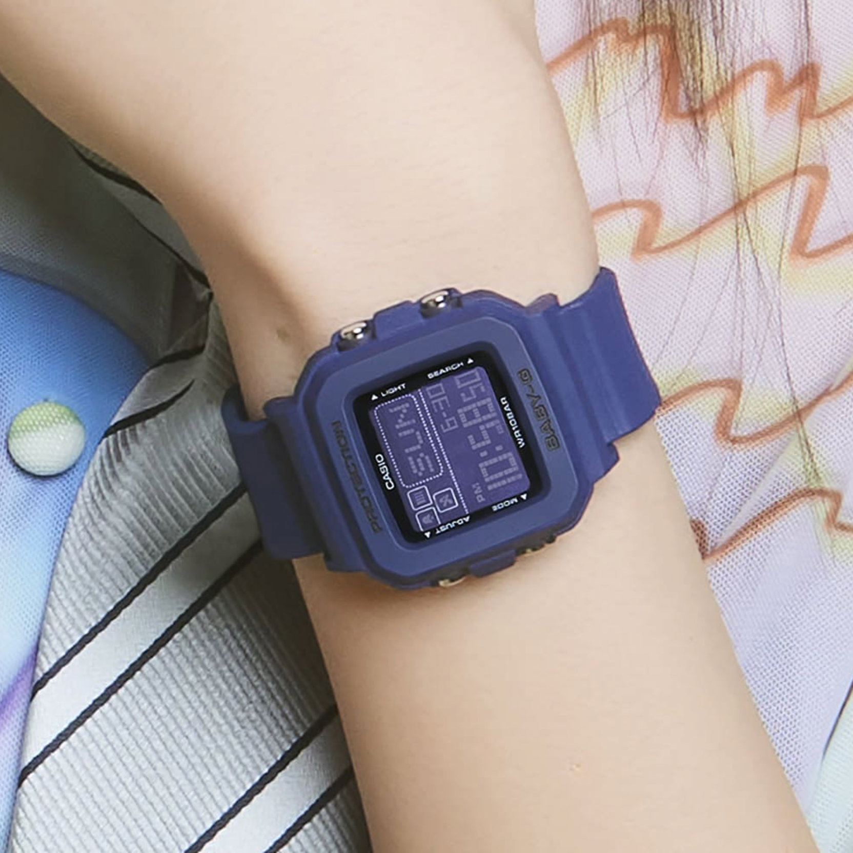 CASIO BABY-G BGD-10K-2ADR – Digital Y2K Holder Set | Blue Band | Purple Holder