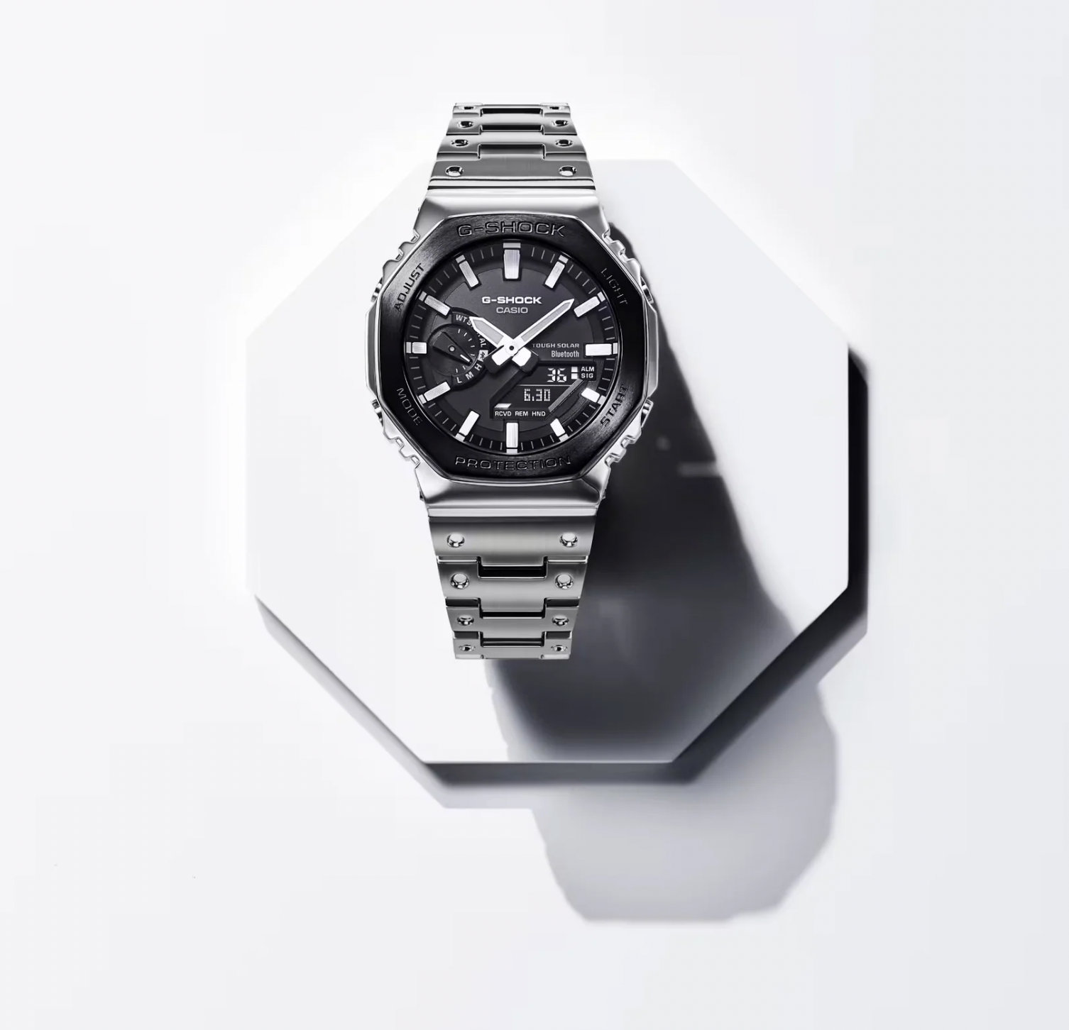 GMB2100BT-1A G SHOCK METAL, BLACK  BEZEL, S/STEEL BAND