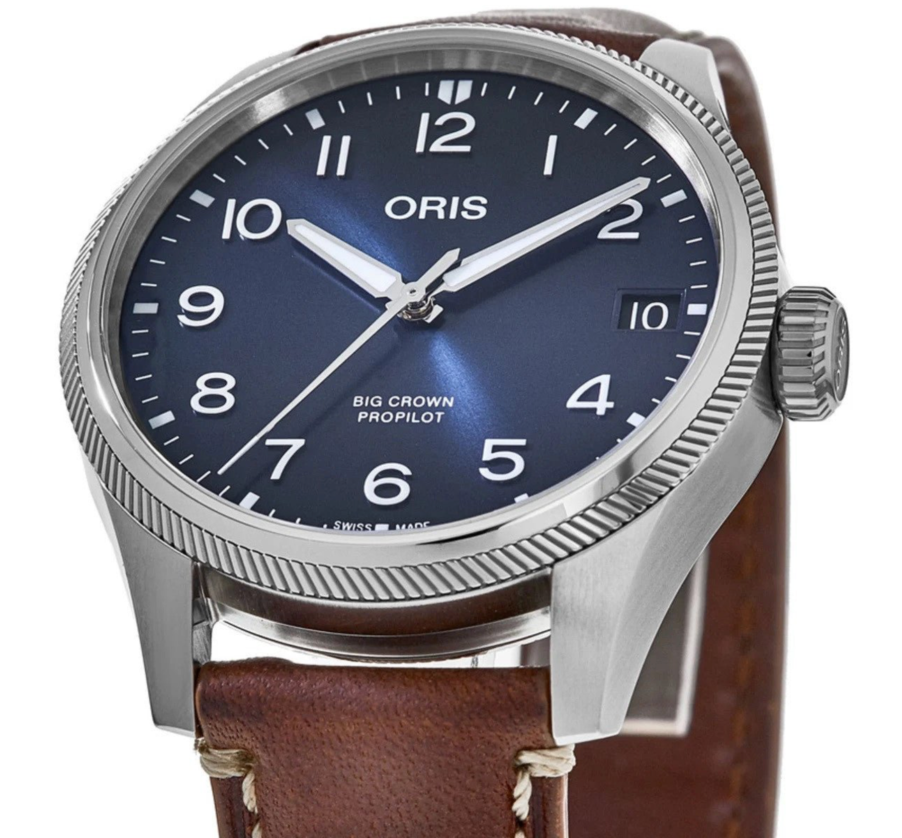 01 733 7810 4055-07 6 20 17FC BLUE DIAL LEATHER STRAP BROWN