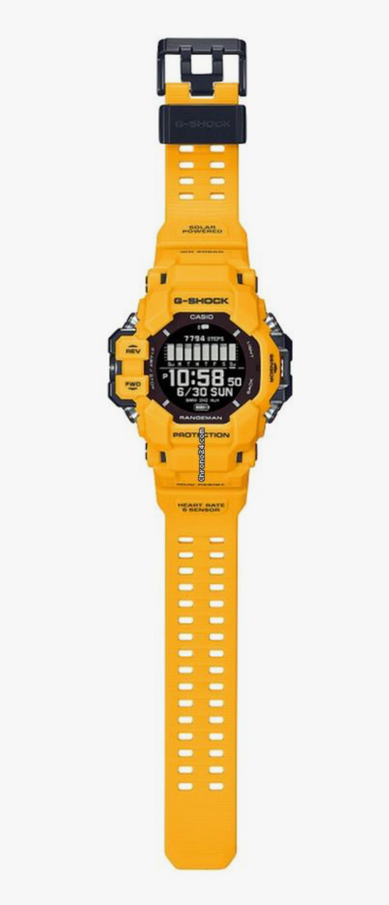 GPRH1000-9D G SHOCK DIG GPS RANGMAN, YELLOW RESIN BAND
