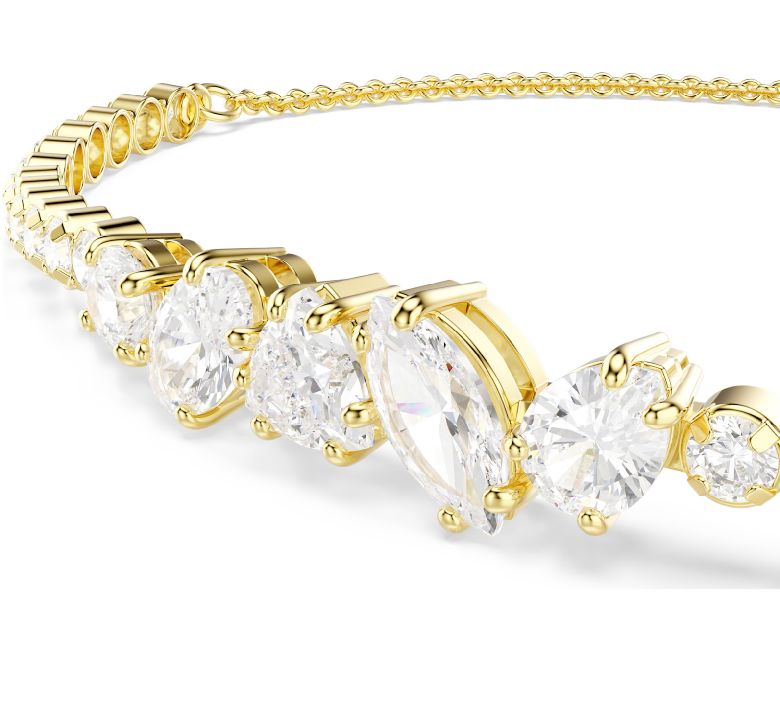 5747939 Mesmera bracelet Mixed cuts, White, 18K gold finish