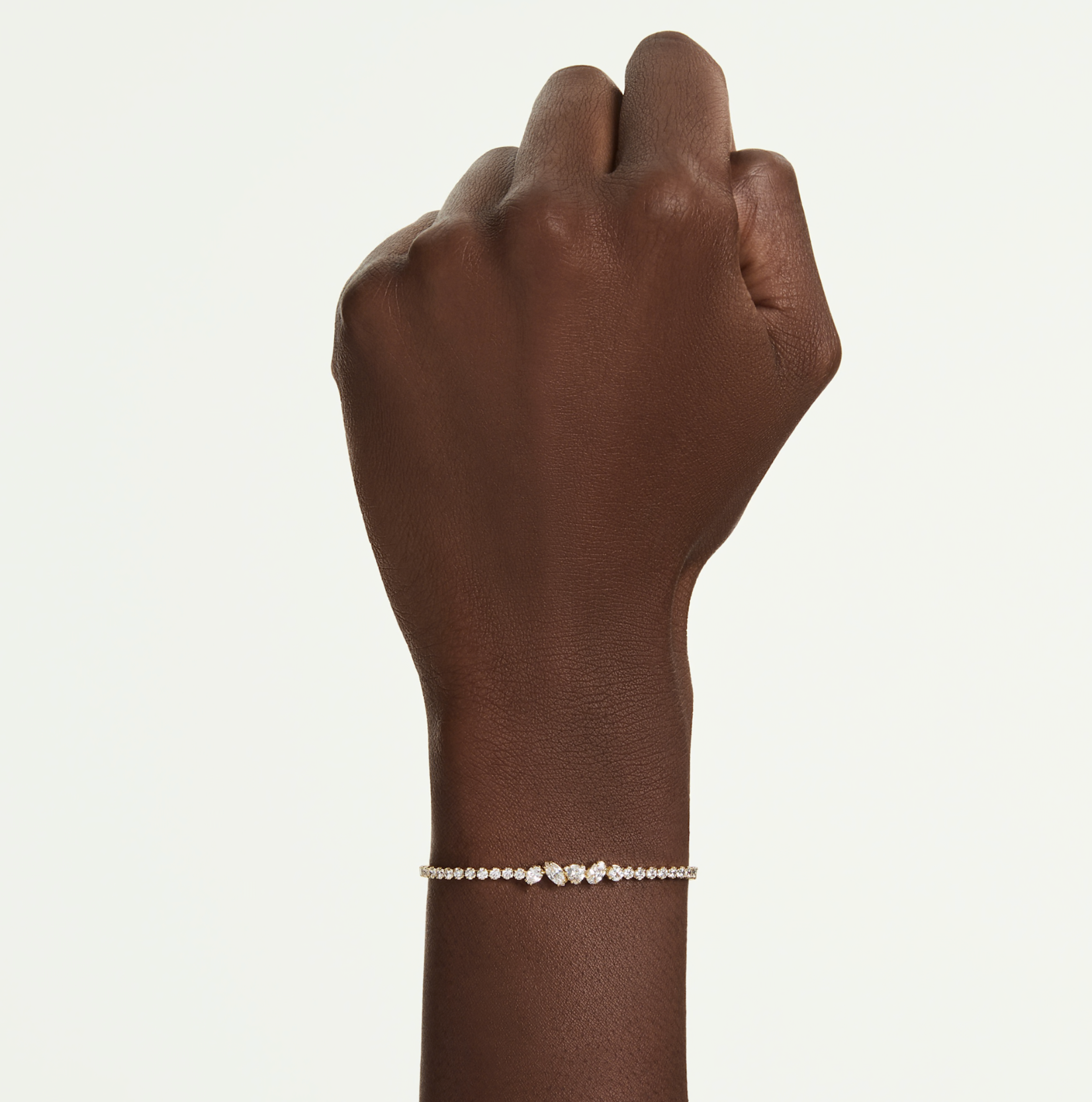5747939 Mesmera bracelet Mixed cuts, White, 18K gold finish