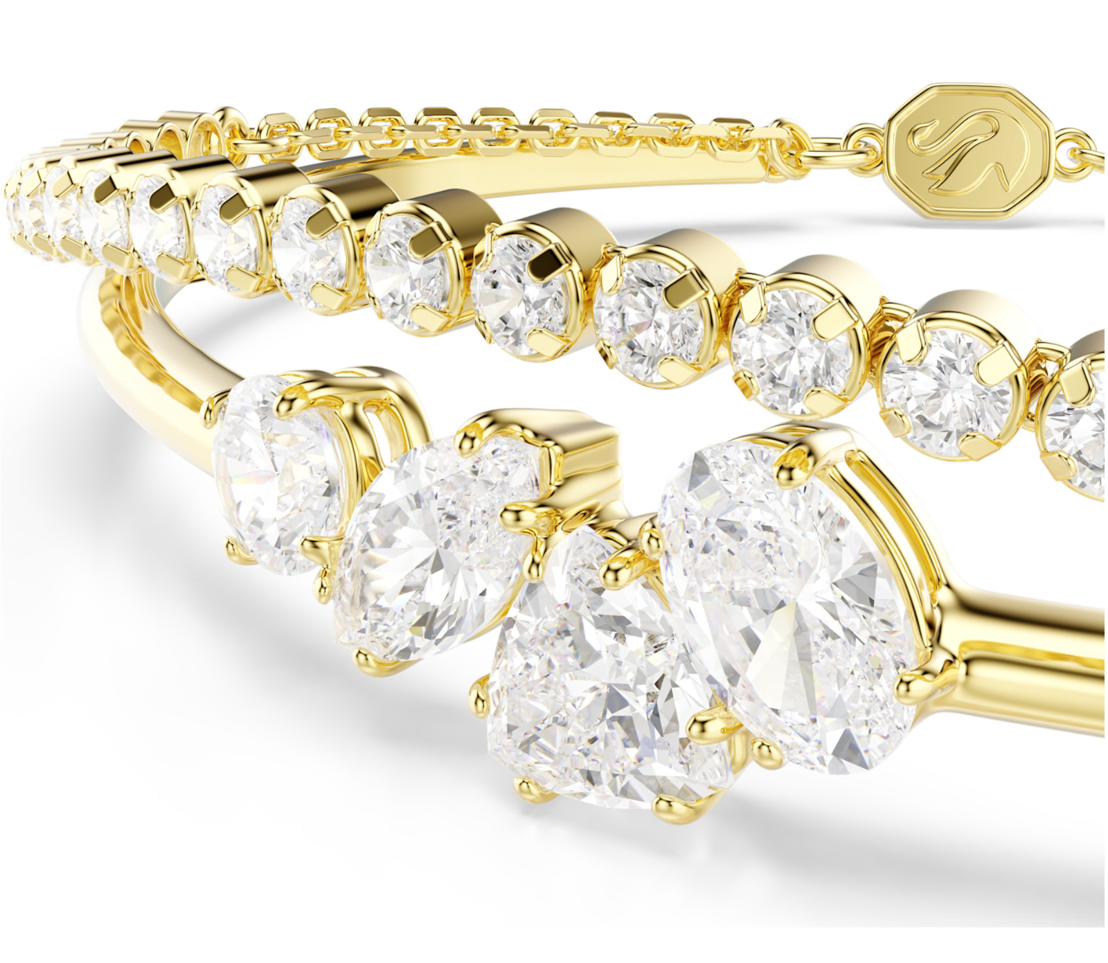 5747953 Mesmera bracelet Mixed cuts, White, 18K gold finish